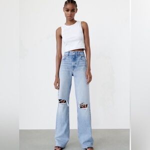Zara ripped wide leg jeans